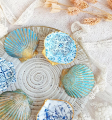 Teal colored seashells