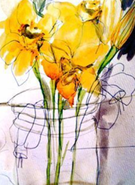 Watercolor picture of yellow flowers