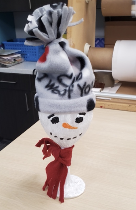 Wine glass snowman with hat