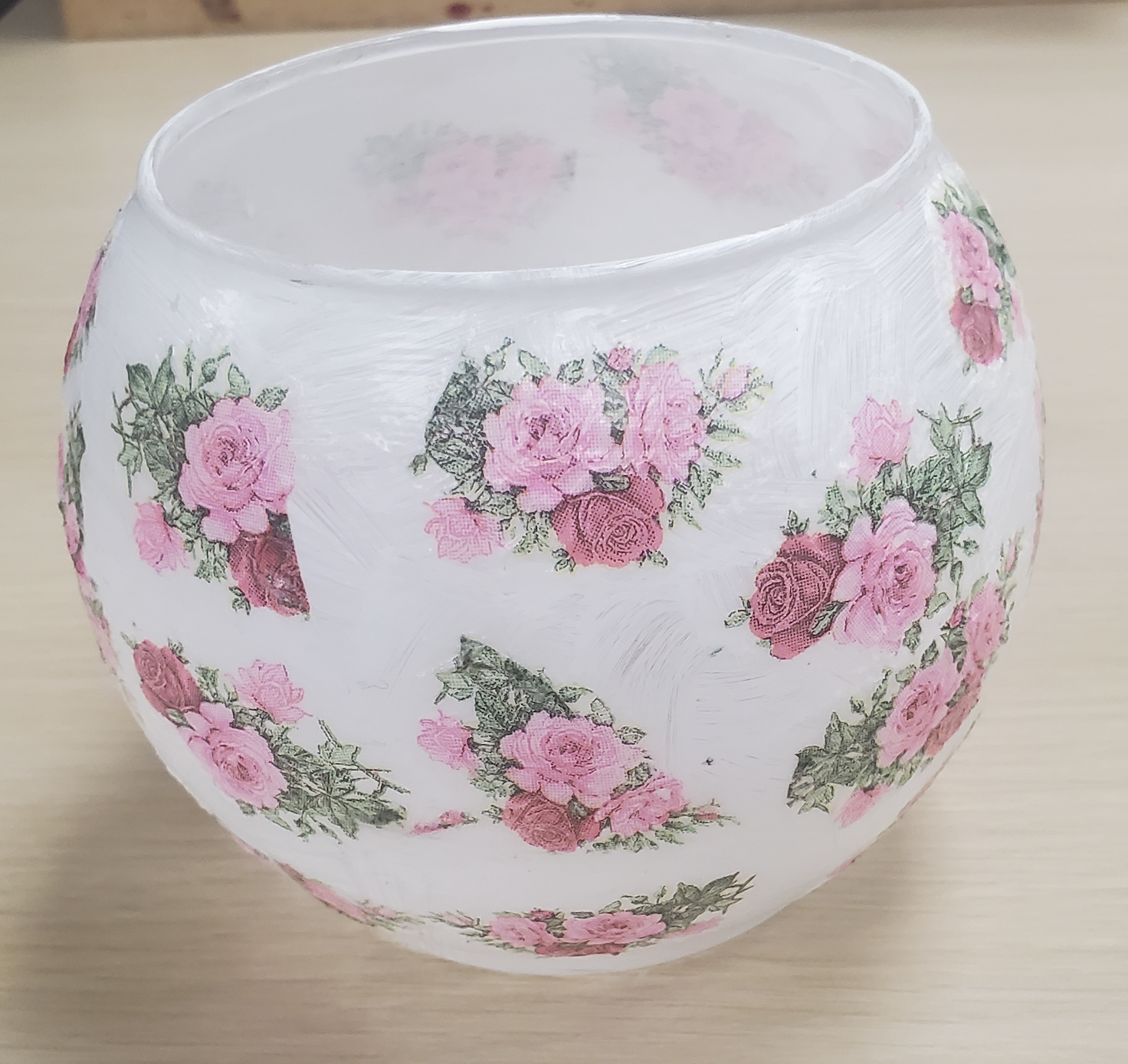 White vase with rose decor