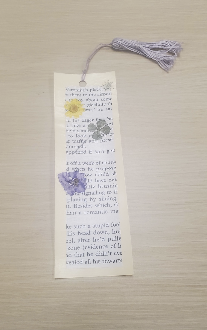 Bookmark with pressed flowers