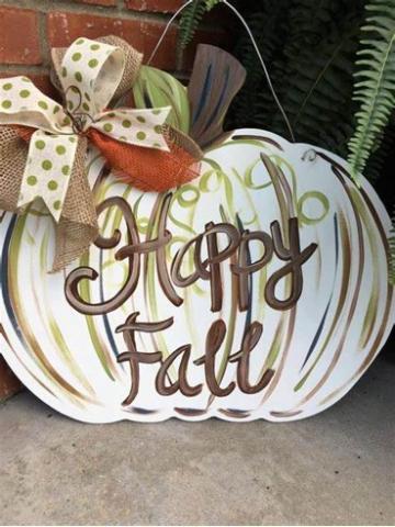 Happy Fall wooden door hanger pumpkin