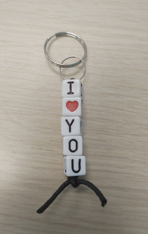 Keychain with I Love You beads