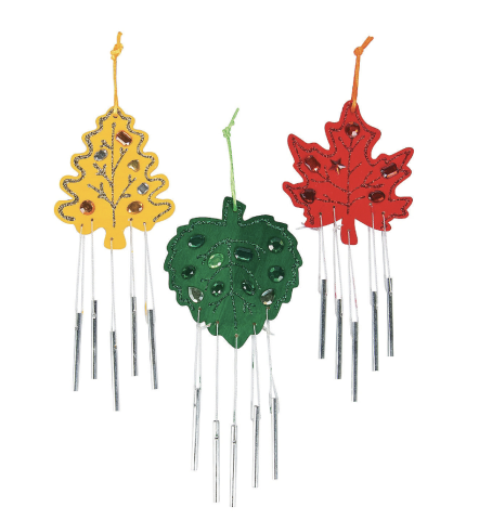 Wooden painted leaf chimes