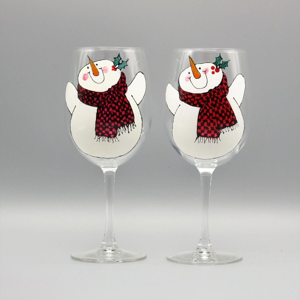 snowman wine glass