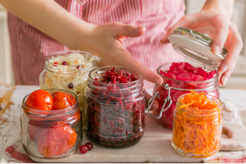 Fermented items in jars