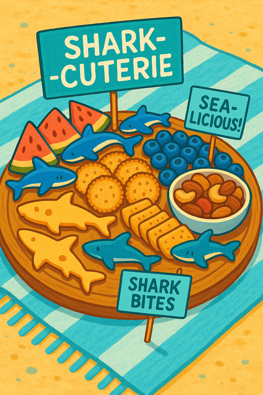 Shark-Cuterie cartoon graphic